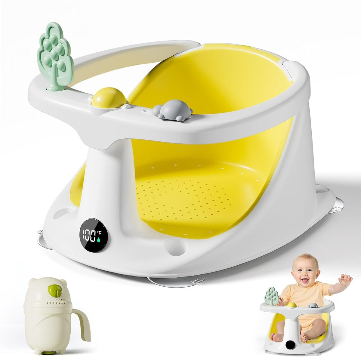 Comfortable Baby Bath Support Seat with Rinse Cup for 6 Months+
