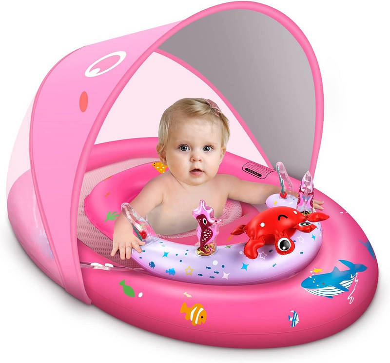 SafeSplash Baby Float with Adjustable Sunshade for Pool Fun