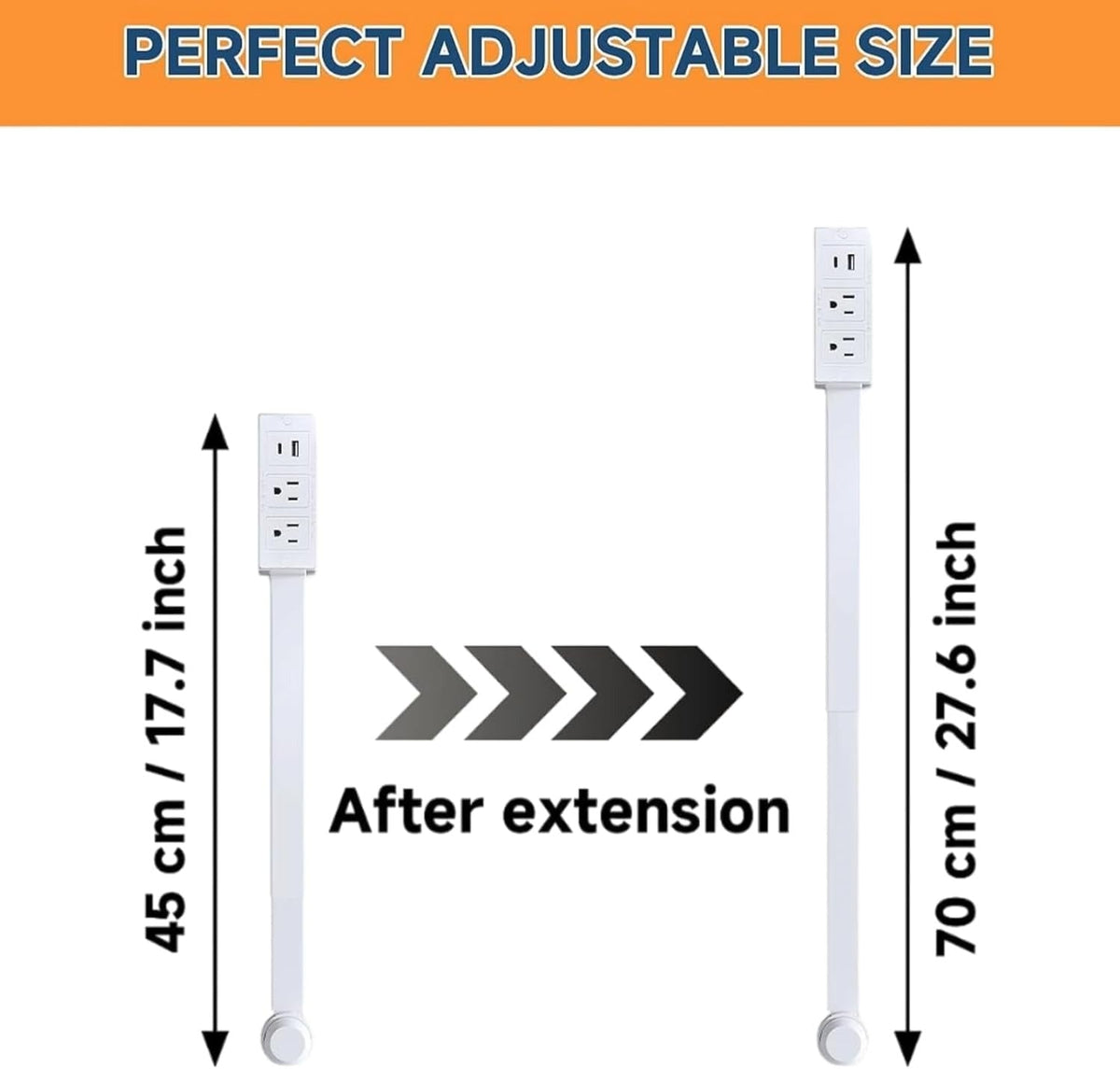 Adjustable Power Outlet Extender with 180° Swivel and USB Ports