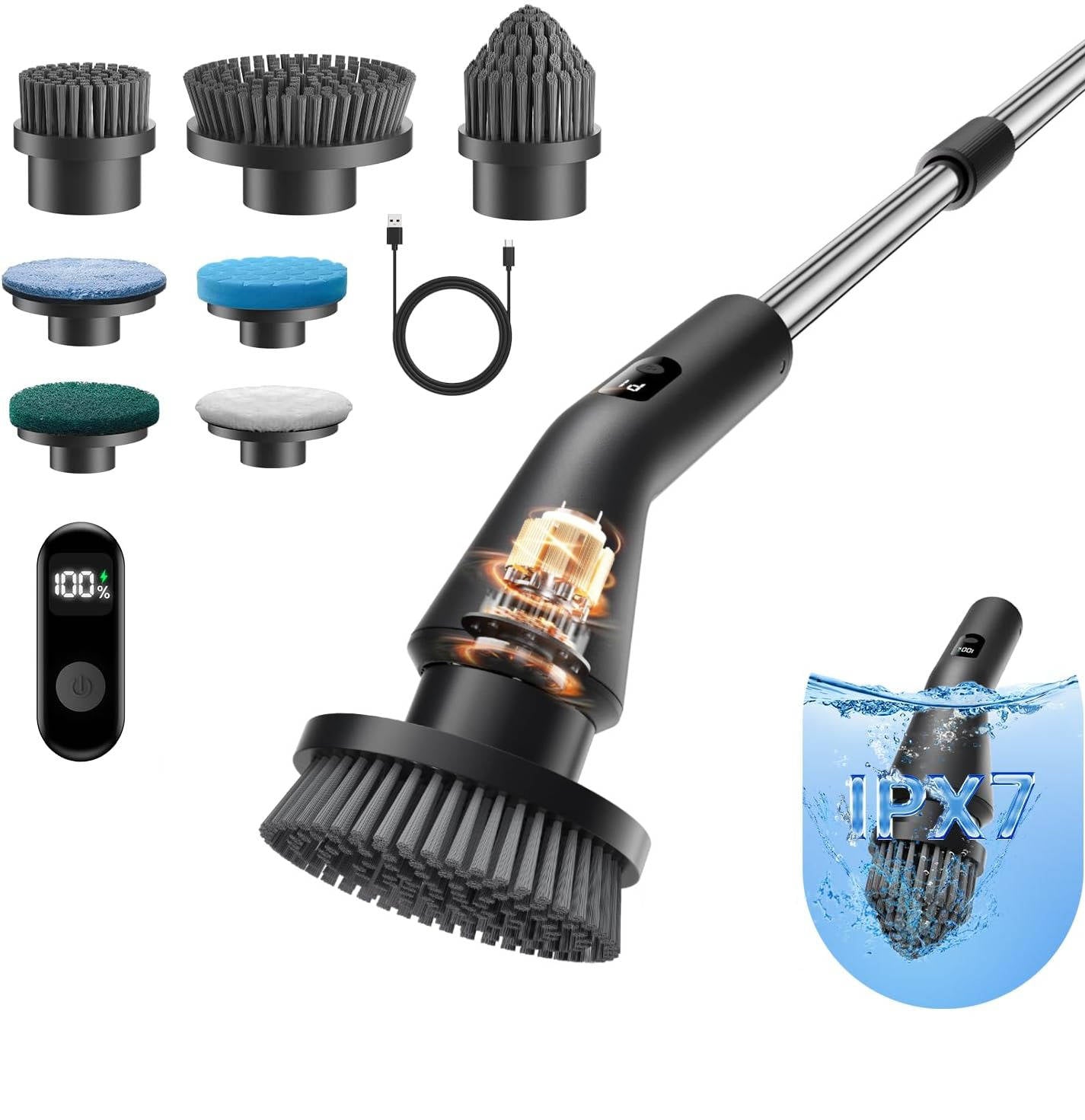Rechargeable Power Scrub Brush with Adjustable Handle for Easy Cleaning