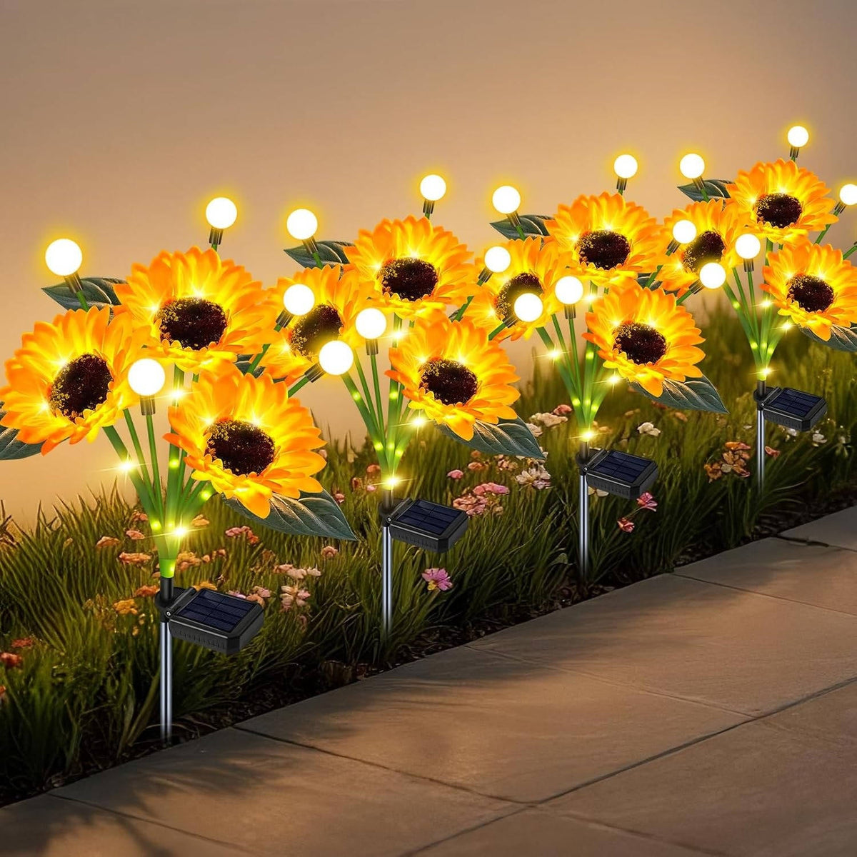 Illuminating Floral Stakes for Your Outdoor Oasis - 4 Pack