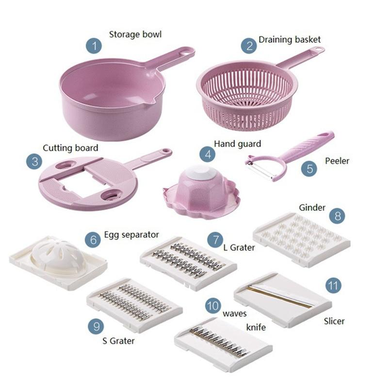 Multi-Function Vegetable Cutter with 4 Blades and Safety Grip