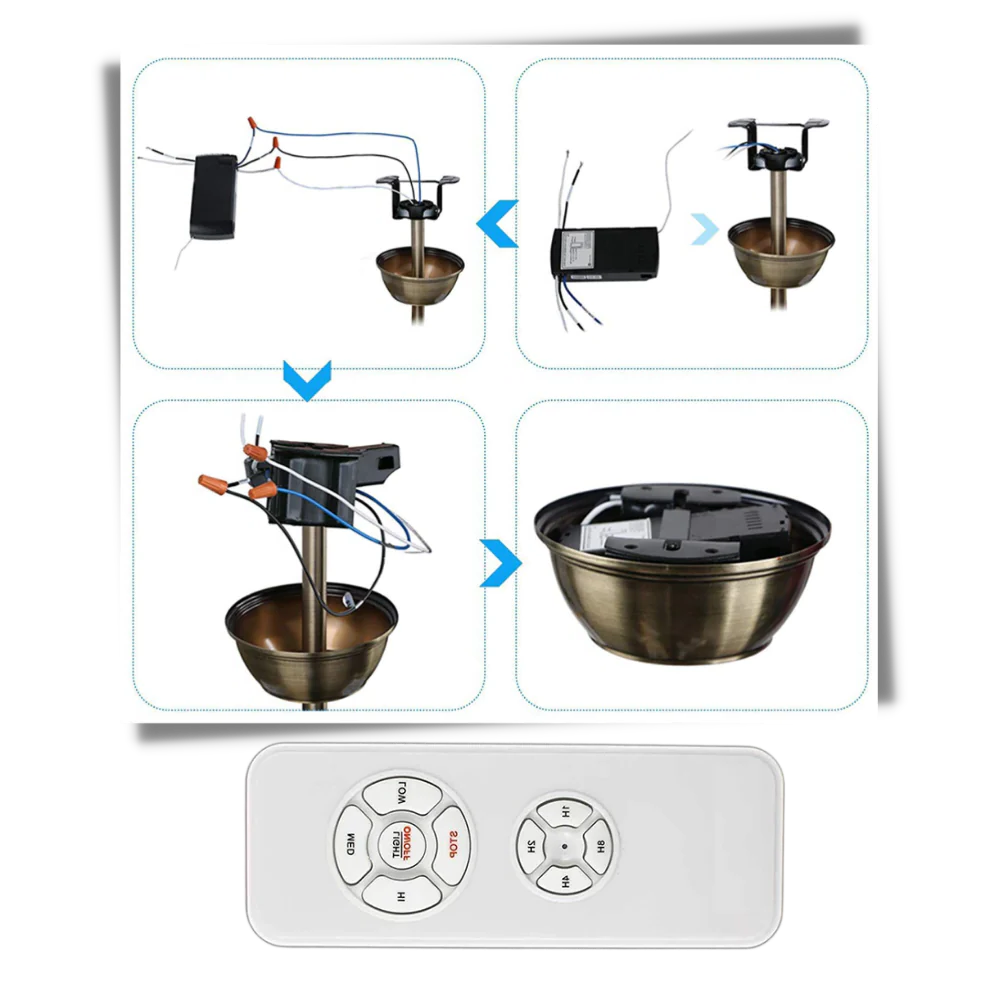 Ceiling Fan Remote Control System with Receiver and Wall Bracket - RF Speed and Light Controller for Fans and Lighting