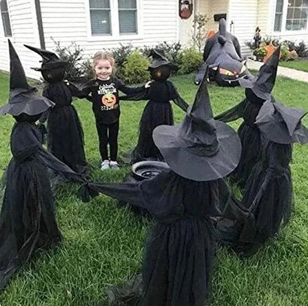 Enchanting Illuminated Witch Yard Stakes for Spooky Decor