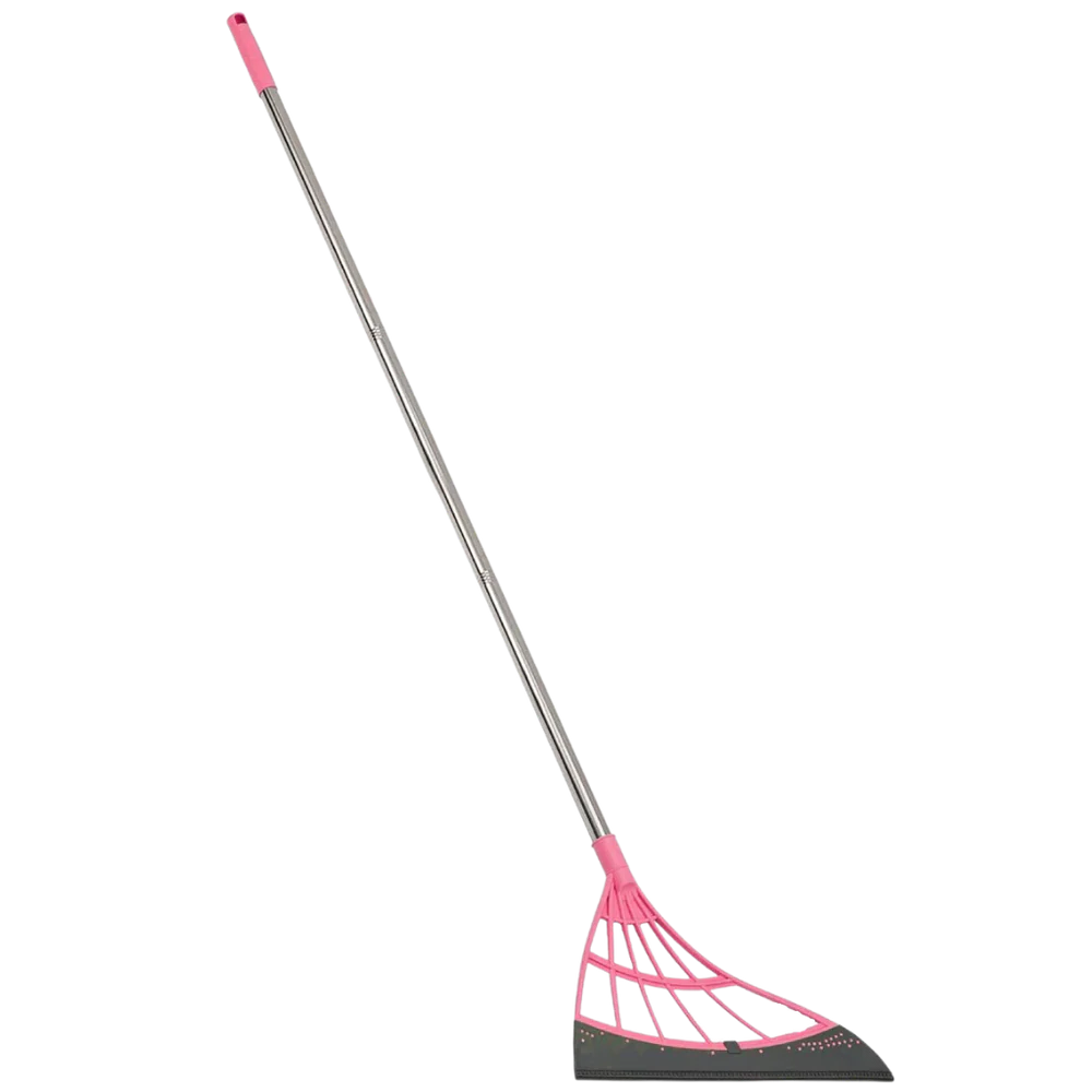 Adjustable Rubber Sweeper with 53.1 Inch Reach for All Surfaces