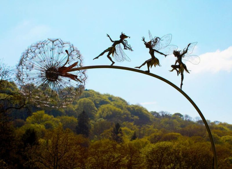 Whimsical Garden Metal Stake with Dandelion Accent, 25-45 Inches