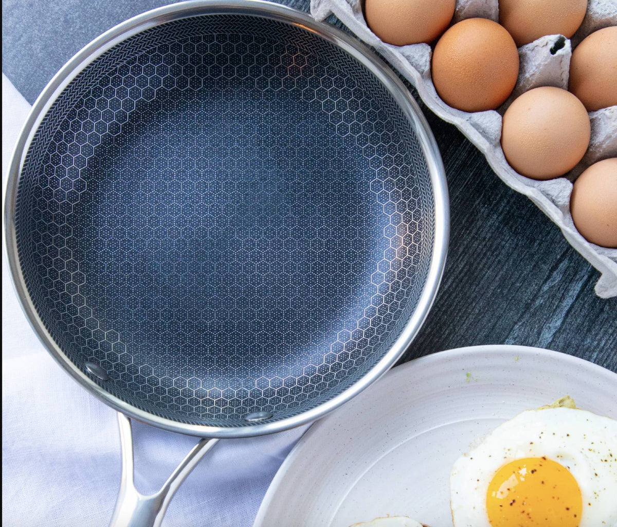 Versatile Stainless Steel Skillet with Non-Stick Pixel Design