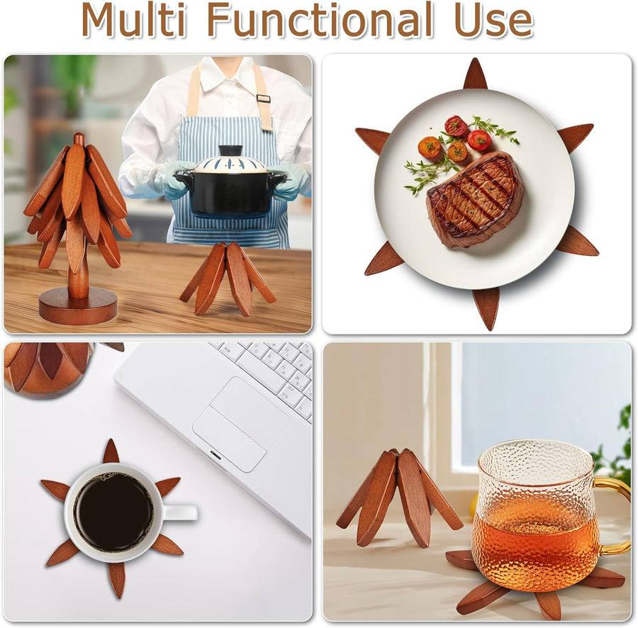 Elegant Tree Design Wooden Trivet for Hot Dishes