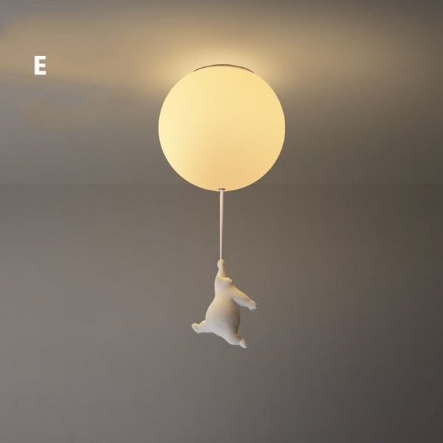 Cheerful Bear Balloon Ceiling Fixture for Children's Spaces