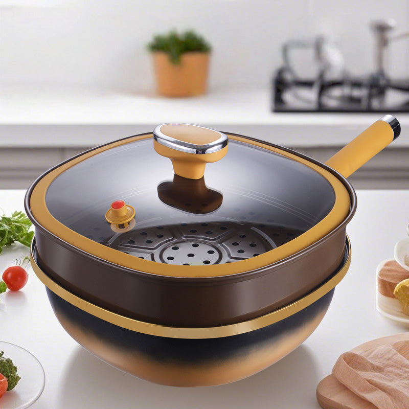 Versatile Nonstick Ceramic Cooking Pot with Glass Lid, 30cm
