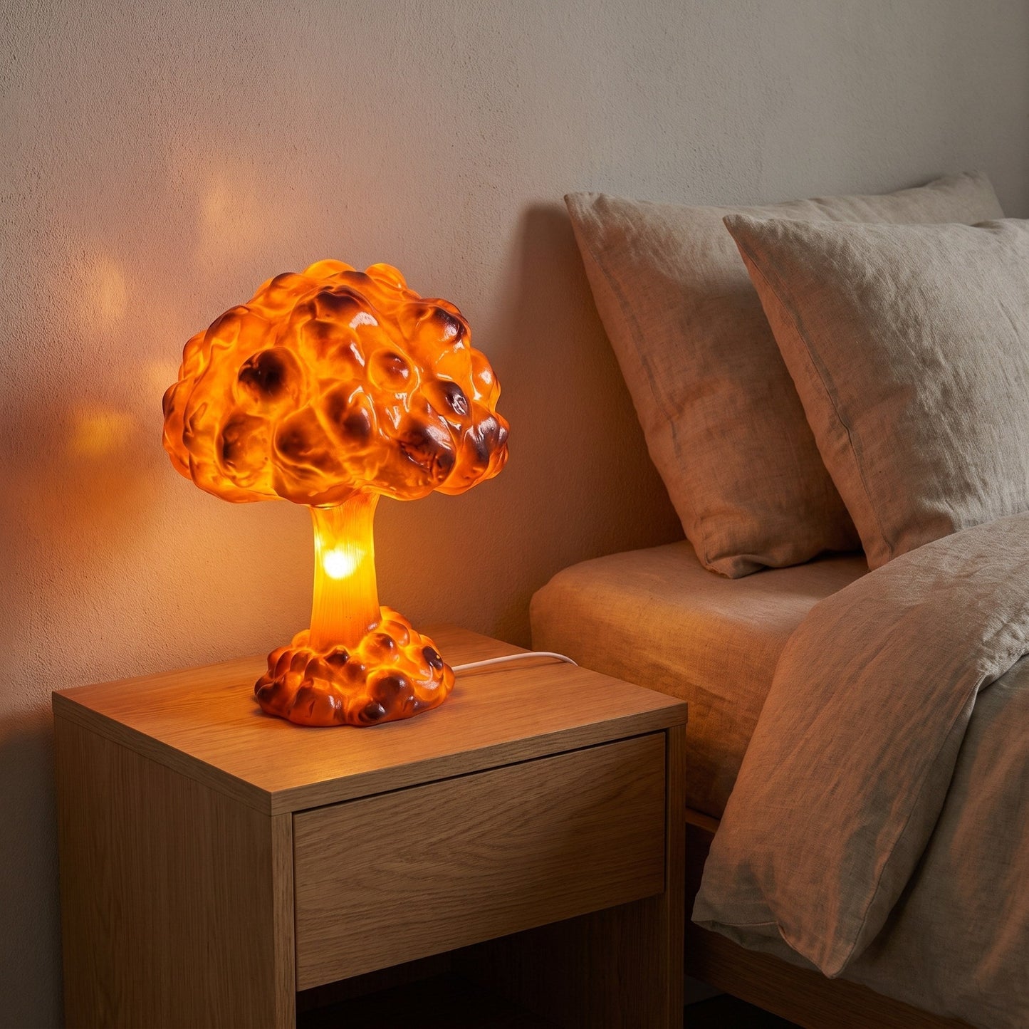 LED Table Lamp in Mushroom Cloud Design