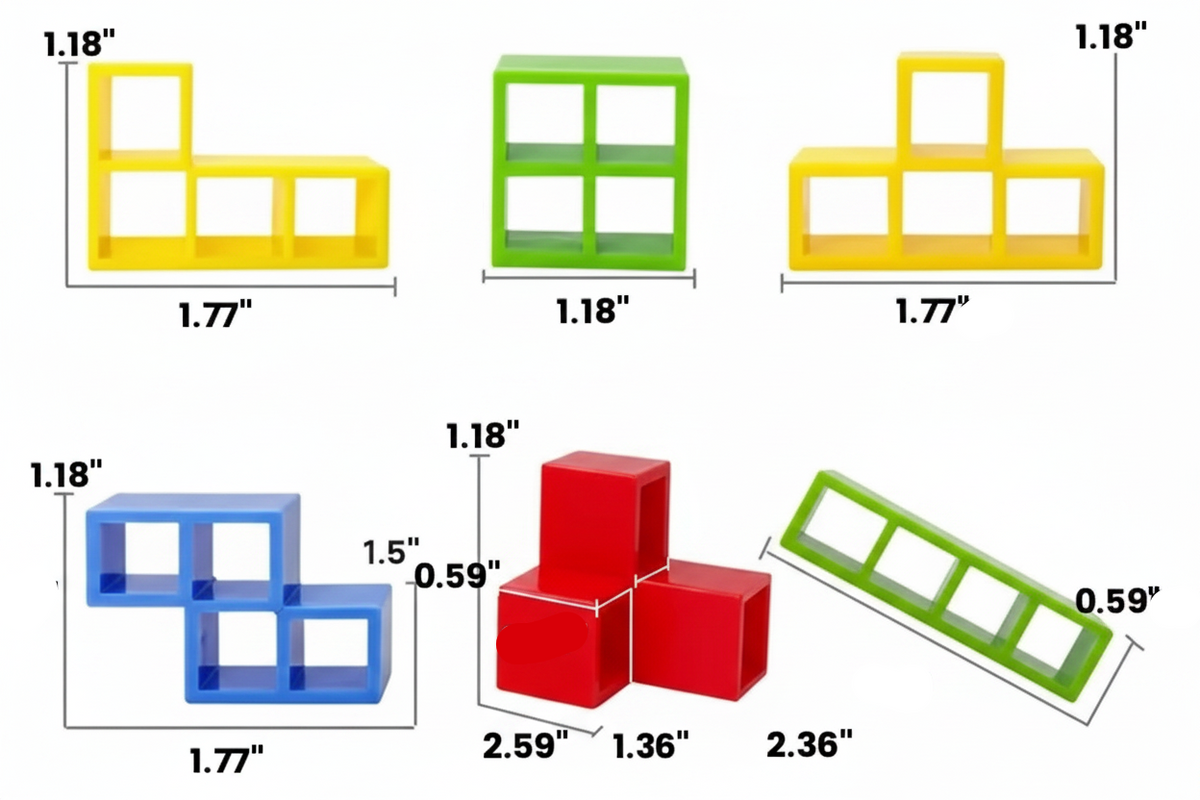 Magnetic Geometry Stacking Game with 24 Colorful Blocks