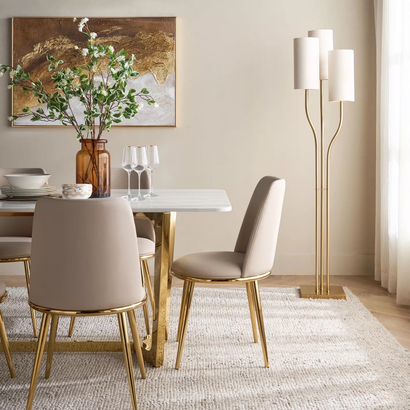 Elegant Golden Metal Floor Lamp