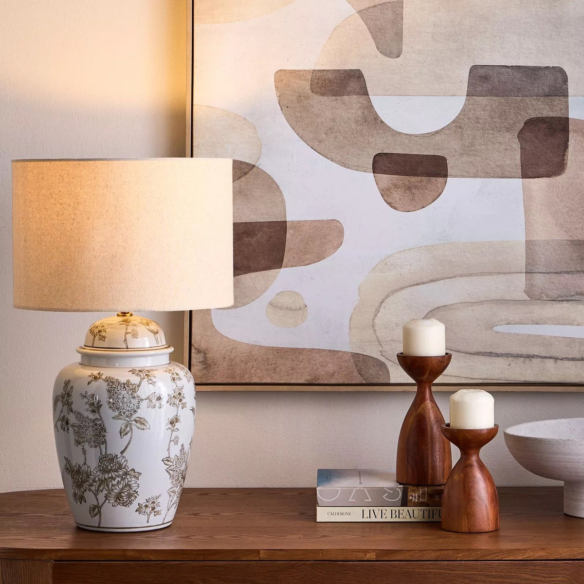 Table Lamp with Ceramic Design and Pattern