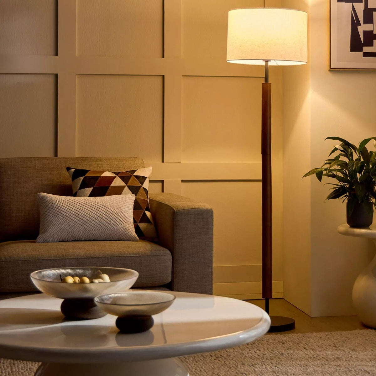 Wooden Floor Lamp in Brown Finish