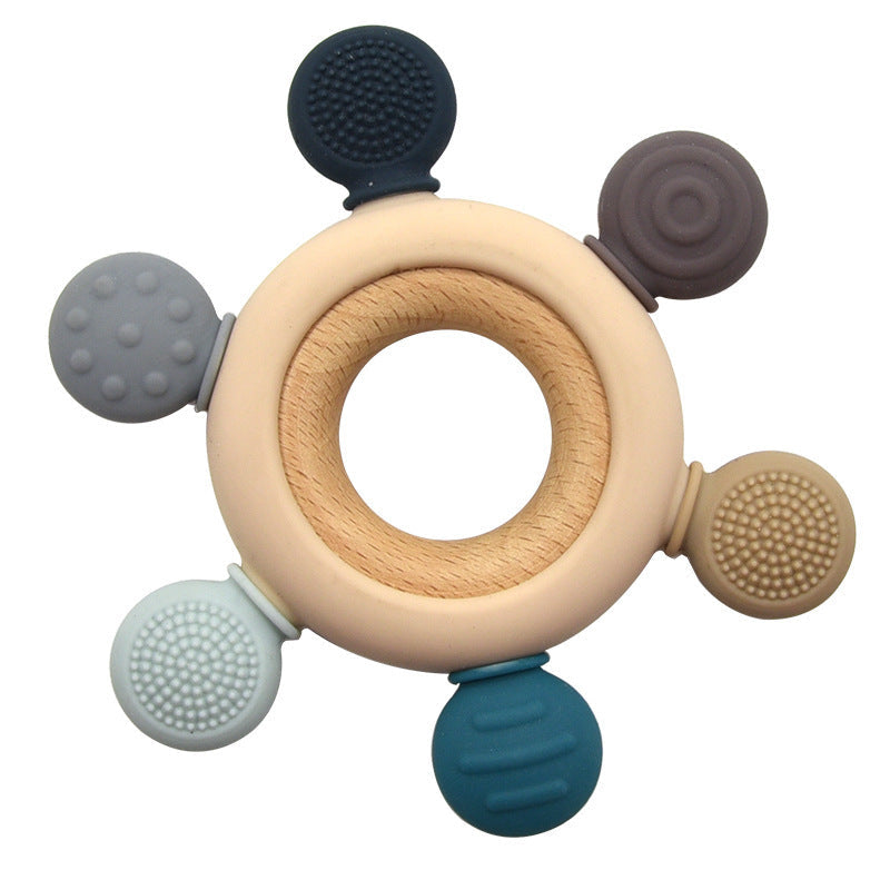 Teething Ring for Babies - Silicone and Wooden Design