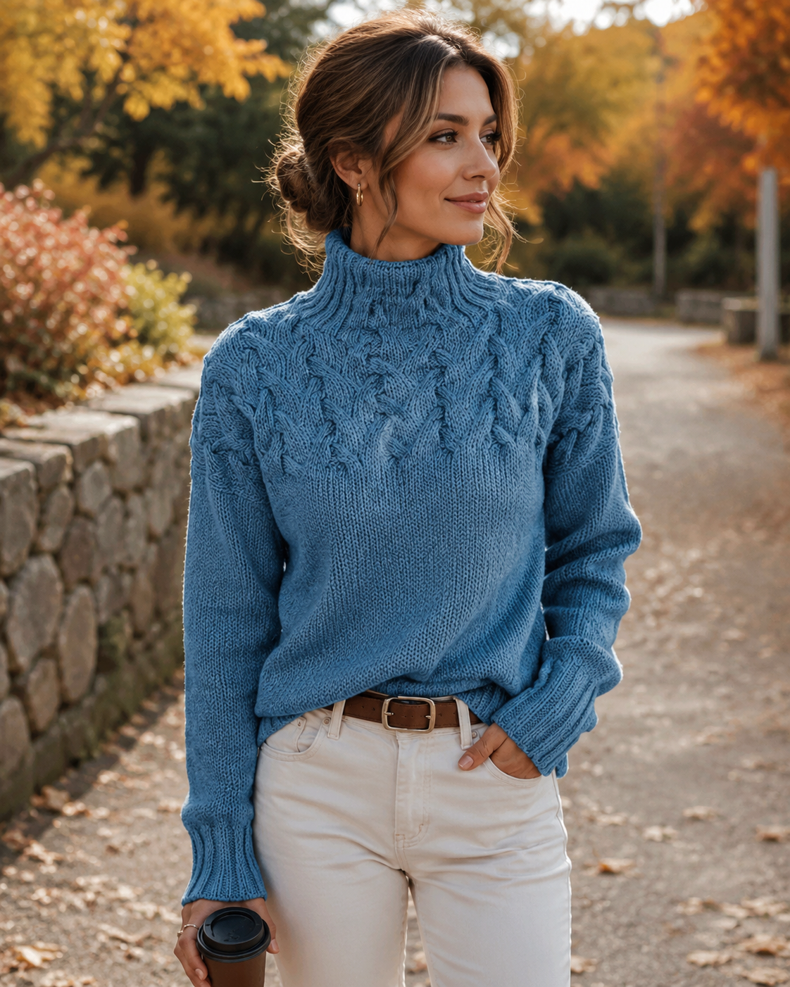 Chunky Knit Pullover Jumper for Women – Soft Oversized Turtleneck Sweater
