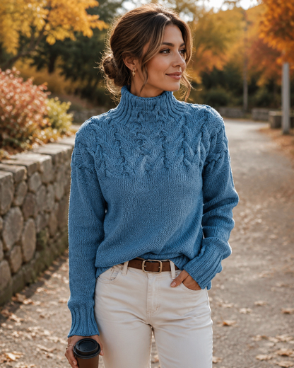 Chunky Knit Pullover Jumper for Women – Soft Oversized Turtleneck Sweater