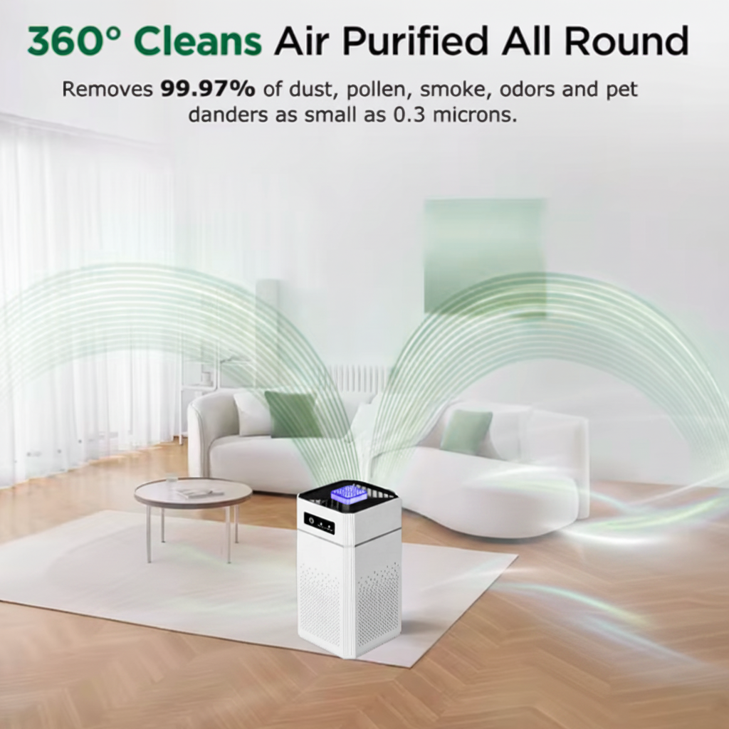 Quiet HEPA Home Air Cleaner for Improved Indoor Air Quality