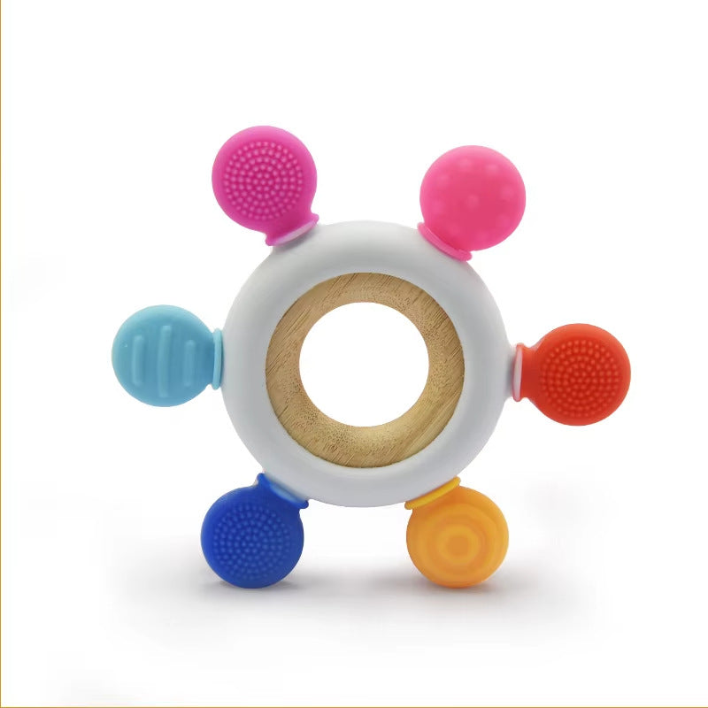 Teething Ring for Babies - Silicone and Wooden Design