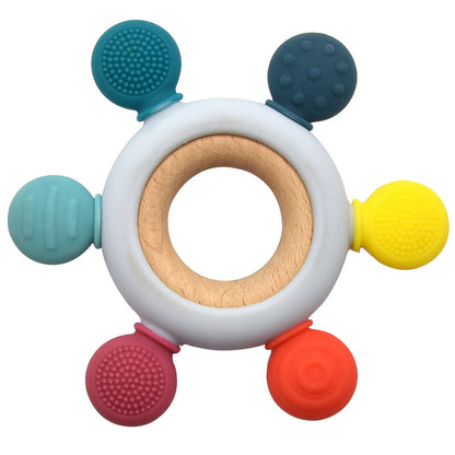 Teething Ring for Babies - Silicone and Wooden Design
