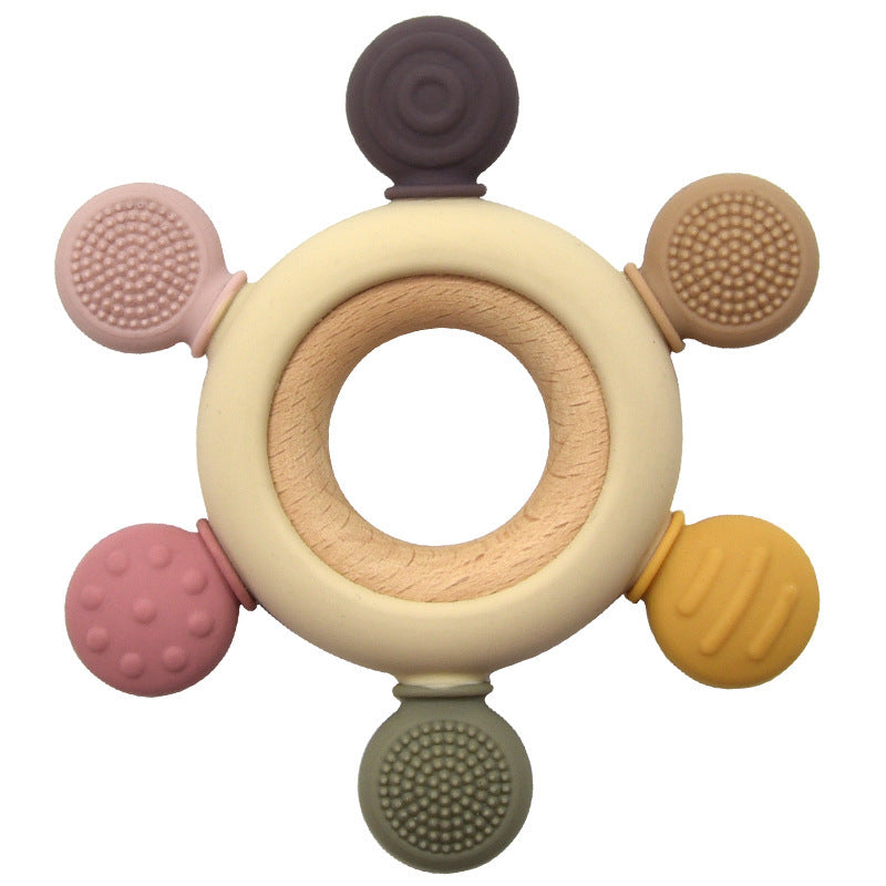 Teething Ring for Babies - Silicone and Wooden Design