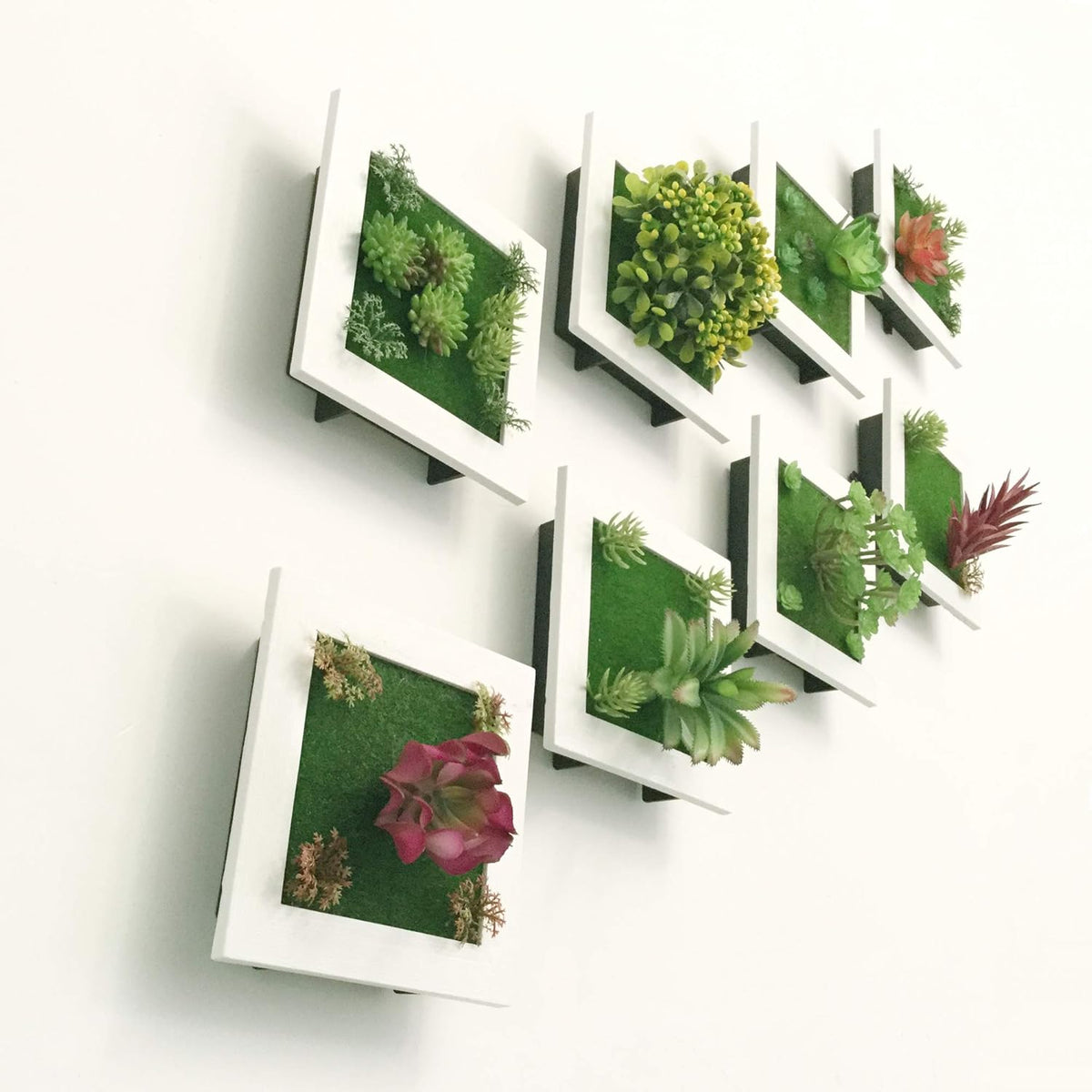 Wall Art Frame with 5 Faux Plants for Home Decor