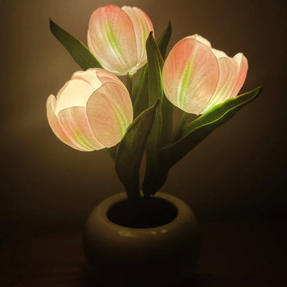 Ceramic Night Light – Tulip-Shaped LED Table Lamp