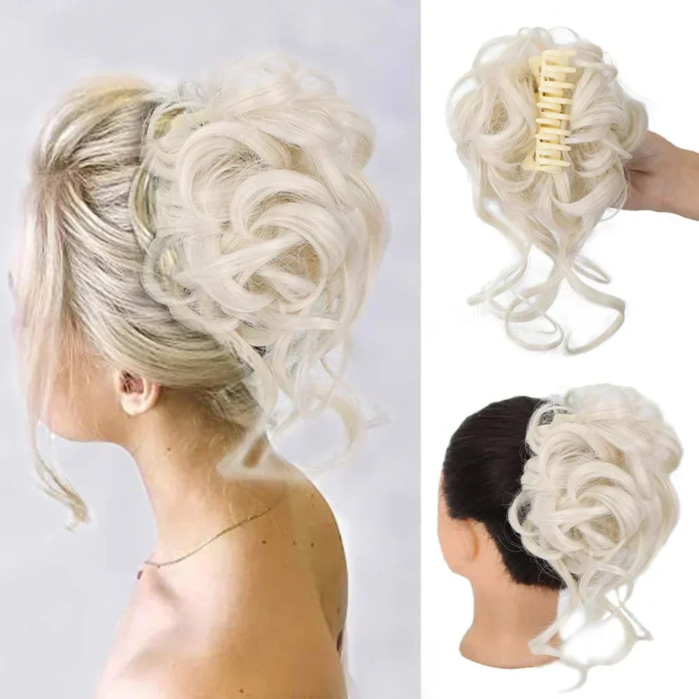Curly Volume Synthetic Hair Extension - Clip-In Messy Bun Piece