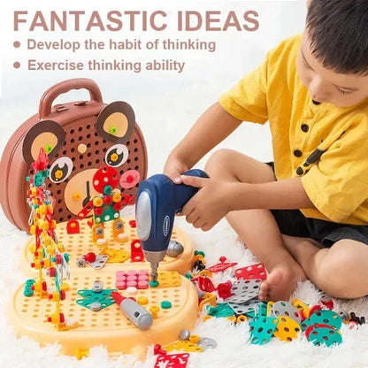 Creative Building Adventure Set with Electric Screwdriver - 80+ Pieces for Ages 3+