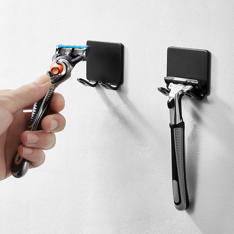 Compact Wall-Mounted Bathroom Organizer for Toothbrushes – No Drill, Black Aluminum