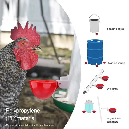 Self-Refilling Poultry Water Cups for Effortless Hydration