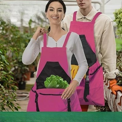 Water-Resistant Gardening Apron with Cross-Back Straps & Dual Pockets
