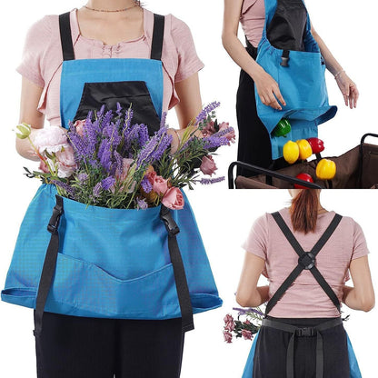 Water-Resistant Gardening Apron with Cross-Back Straps & Dual Pockets