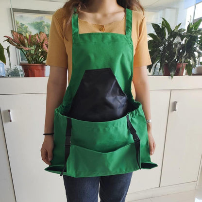 Water-Resistant Gardening Apron with Cross-Back Straps & Dual Pockets