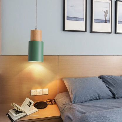 Stylish Wood and Metal Hanging Light Fixture