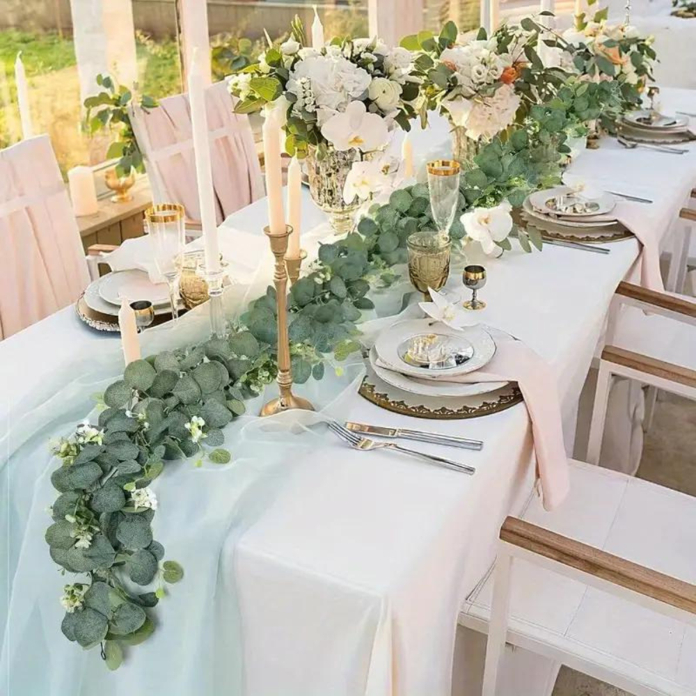 Elegant Eucalyptus-Inspired Garland with Bendable Stems, 70.8 Inches