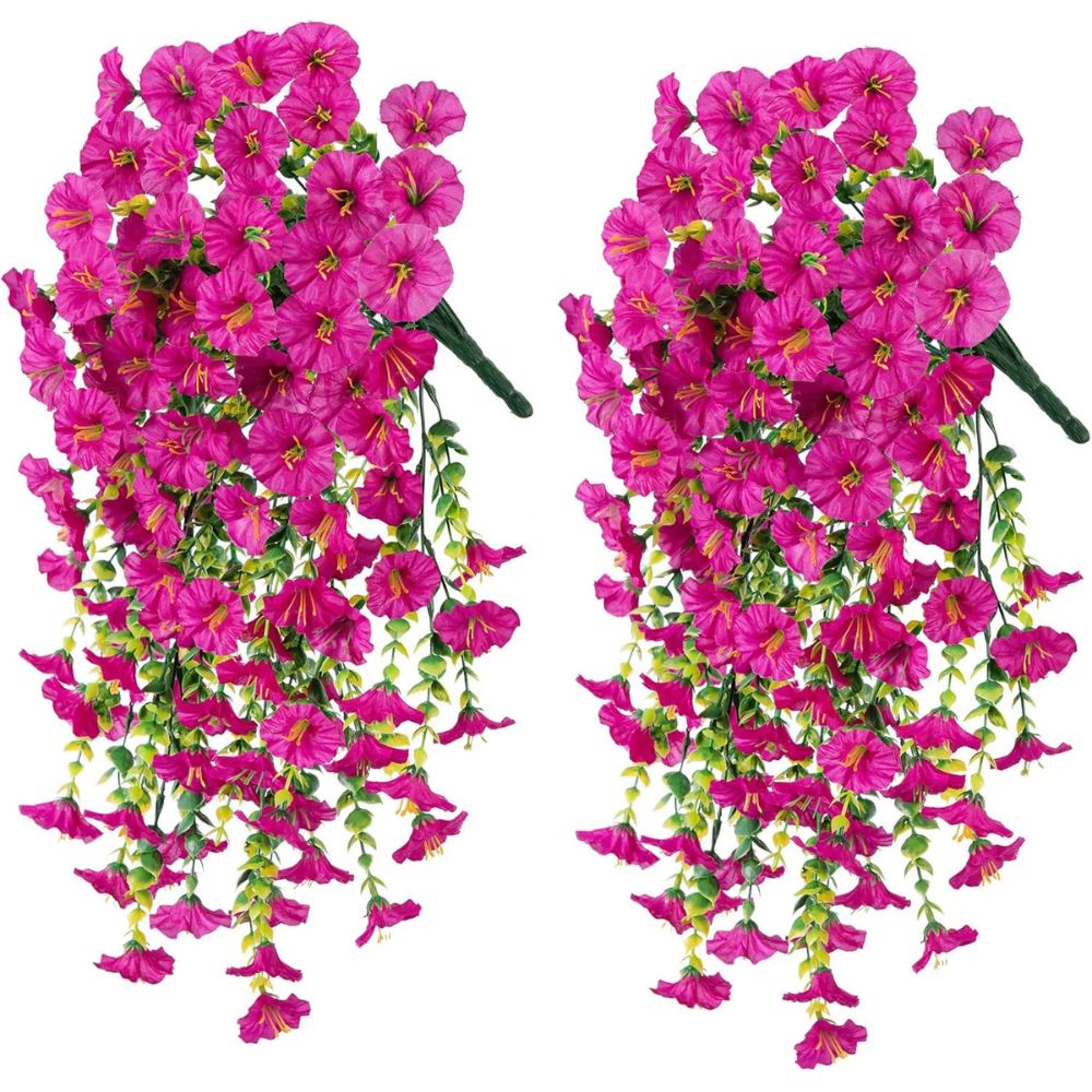 Artificial Morning Glory Vine Garland - 75cm UV Resistant Hanging Decor for Weddings, Patios, Balconies, and Fences