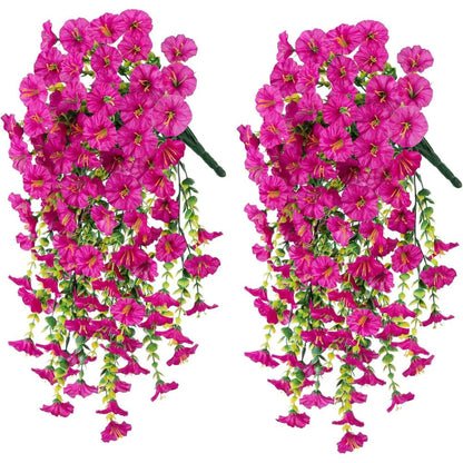 Artificial Morning Glory Vine Garland - 75cm UV Resistant Hanging Decor for Weddings, Patios, Balconies, and Fences