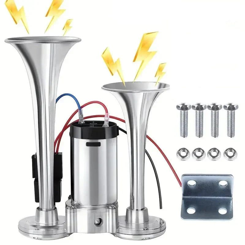 High-Volume Dual Air Horn with Automatic Refilling System for 12V Vehicles