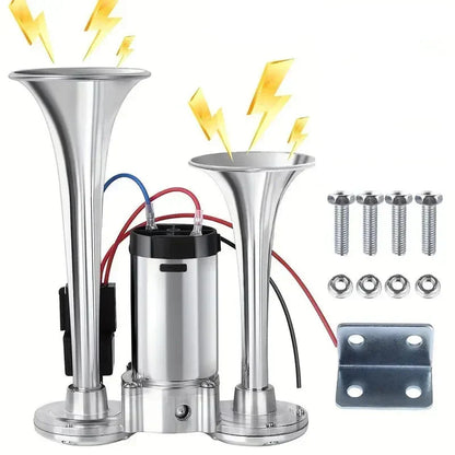 High-Volume Dual Air Horn with Automatic Refilling System for 12V Vehicles