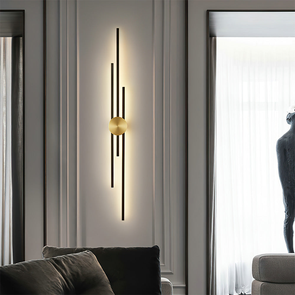Linear Wall Light Fixture in Black and Gold Finish
