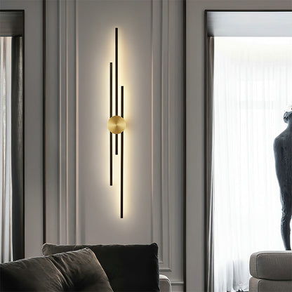 Linear Wall Light Fixture in Black and Gold Finish