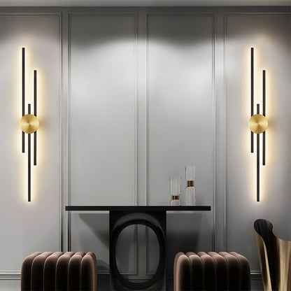 Linear Wall Light Fixture in Black and Gold Finish