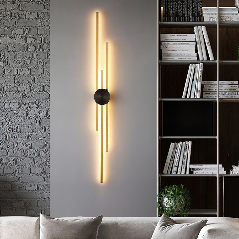 Linear Wall Light Fixture in Black and Gold Finish