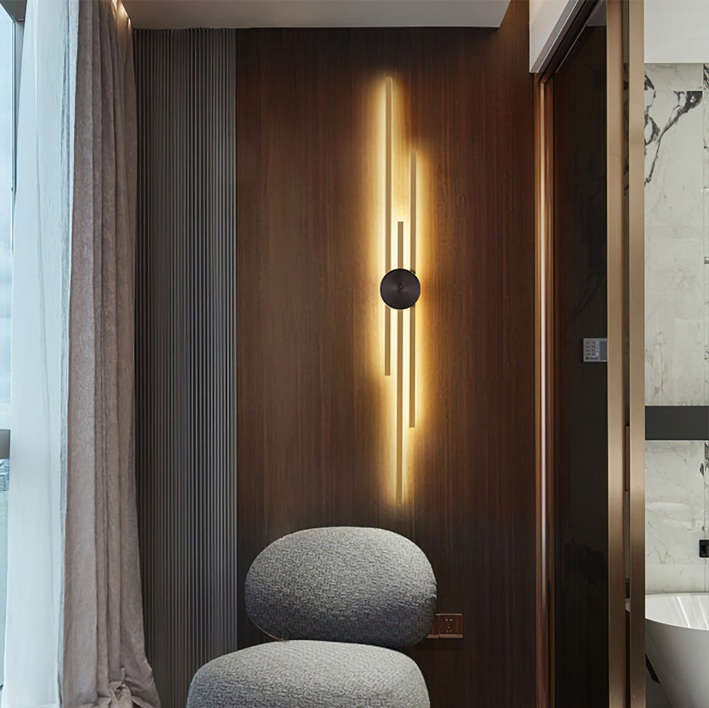 Linear Wall Light Fixture in Black and Gold Finish