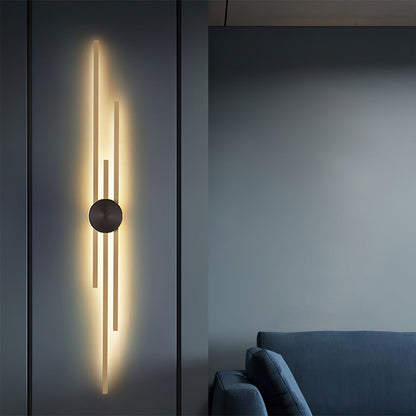 Linear Wall Light Fixture in Black and Gold Finish