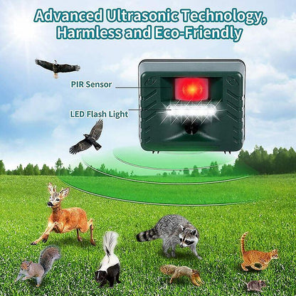 Solar-Powered Ultrasonic Bird Deterrent with Motion Sensors and Flashing Lights