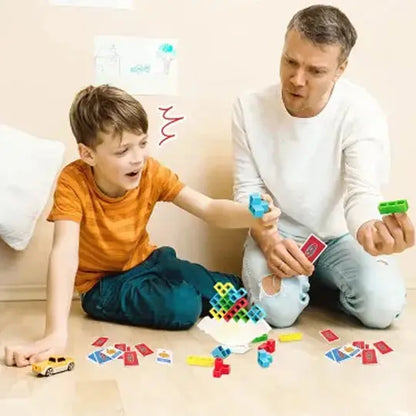 Magnetic Geometry Stacking Game with 24 Colorful Blocks