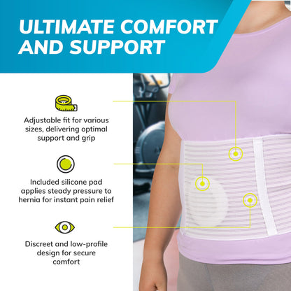 ComfortFit Hernia Support Band with Adjustable Silicone Pad